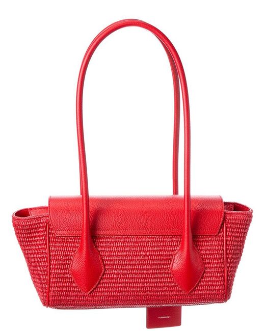 Ferragamo Red East/West Leather Tote