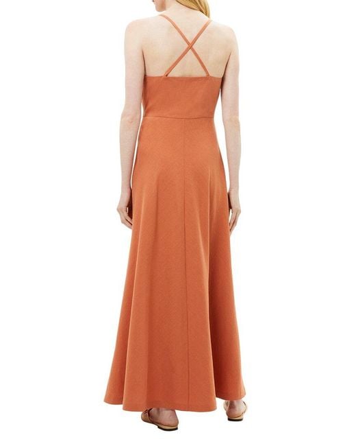 Theory Orange Haranna Linen-blend Maxi Dress