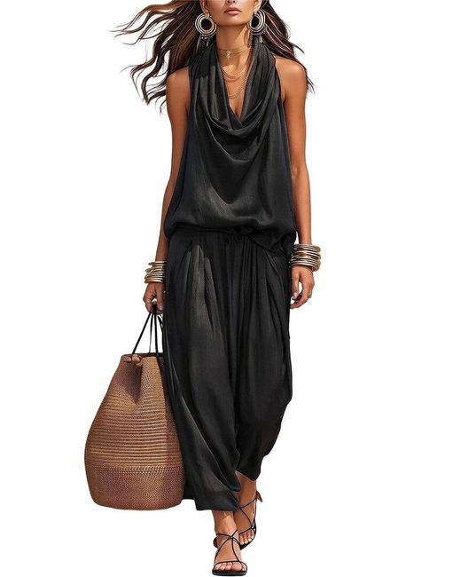 Emma way Black 2Pc Top & Pant Set
