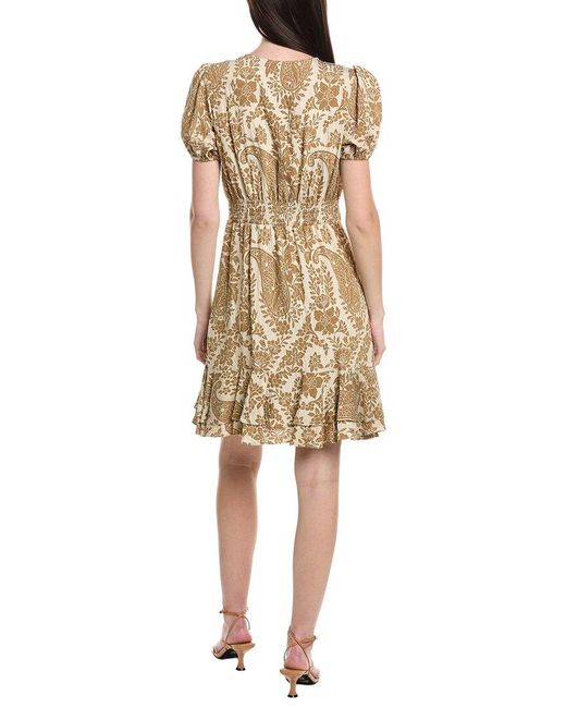 Maison Tara Natural Printed Marrakesh Short Sleeve Mini Dress