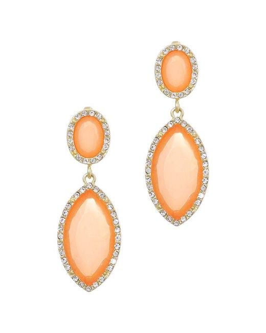 Adornia White Plated Peach Crystal Statement Earrings