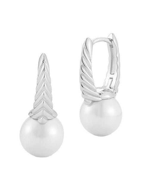 Chloe and Madison White Silver 10mm Pearl Earrings