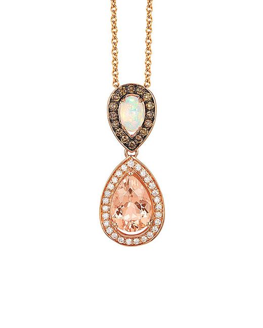 Le Vian White Le Vian 14k Rose Gold 1.98 Ct. Tw. Diamond & Peach Morganite Pendant Necklace