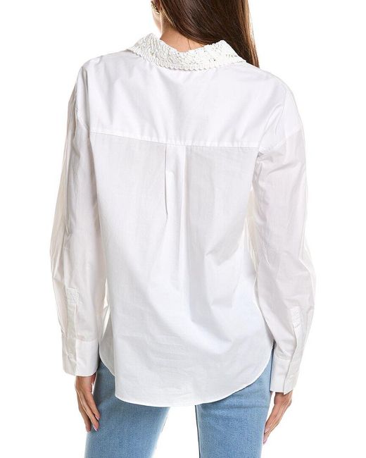 English Factory White Crochet Collar Detailed Shirt