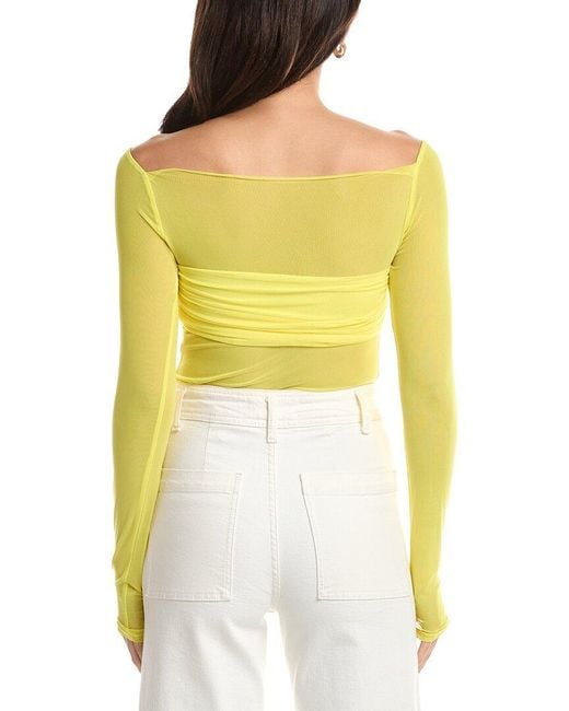 AFRM Yellow Eagan Off-The-Shoulder Illusion Top