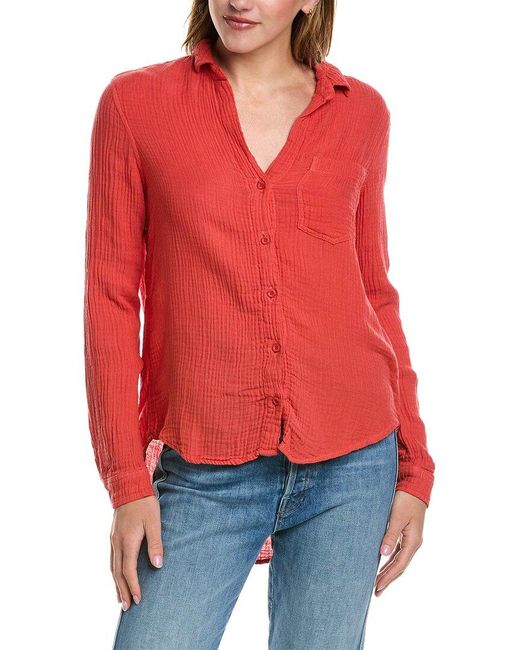 Bella Dahl Red Pocket Button-Down Shirt