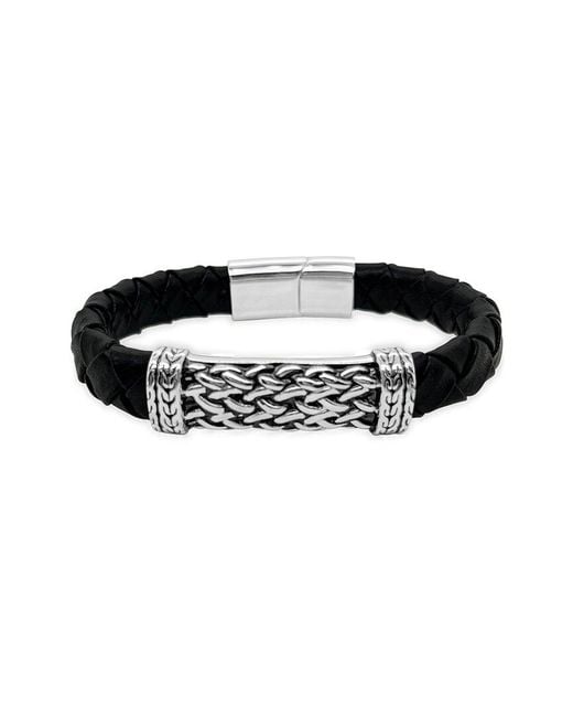 Meira T Black Stainless Steel Braided Bangle Bracelet for men