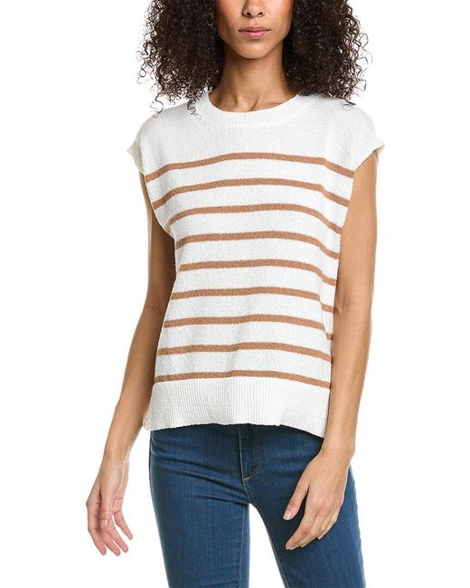 Bobeau White Stripe Sweater Top
