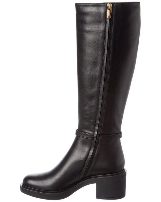 Gianvito Rossi Black Ribbon Dumont 45 Leather Knee-High Boot