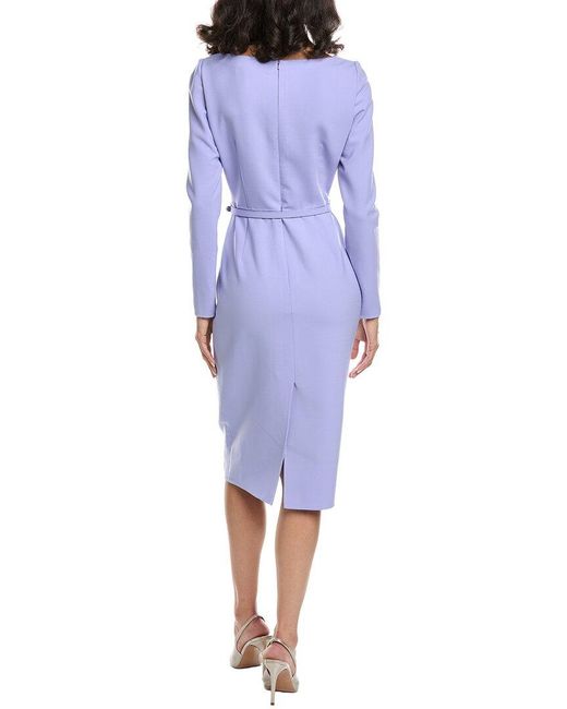 Oscar de la Renta Blue Scoop Neck Pencil Dress