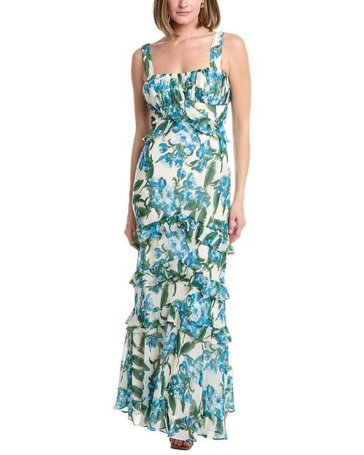 Julia Jordan Green Printed Chiffon Sleeveless Maxi Dress