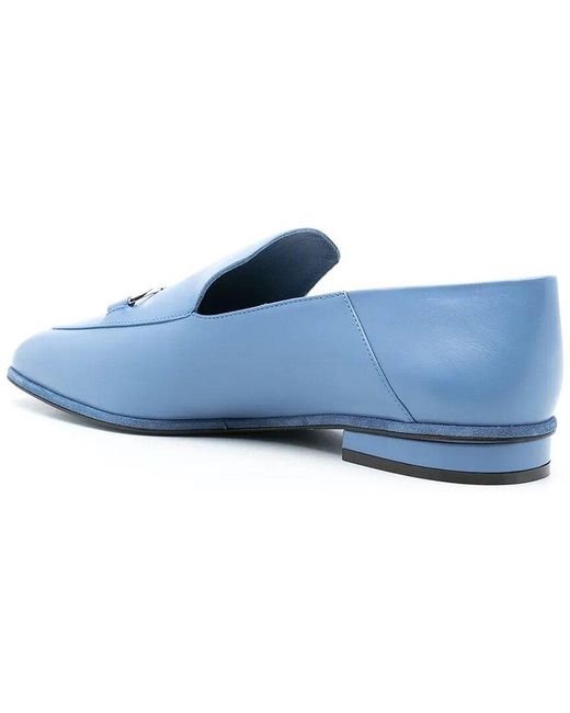 Ferragamo Blue Square Toe Leather Loafer