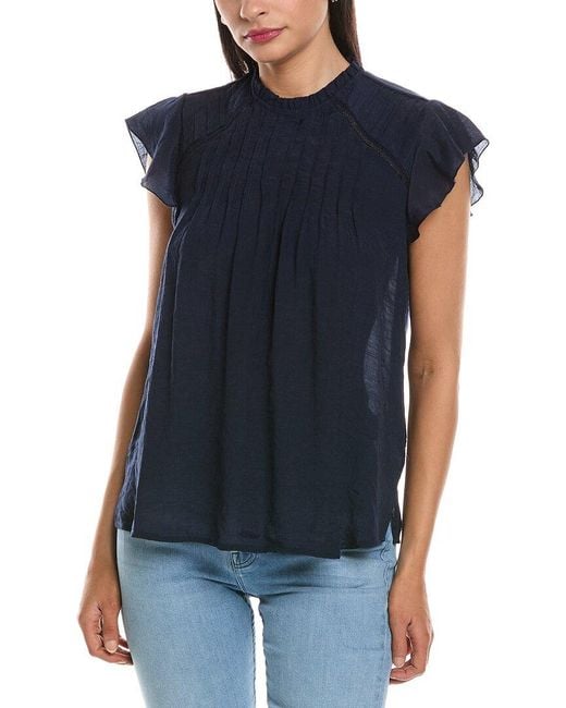Nanette Lepore Blue Ruffle Sleeve Blouse