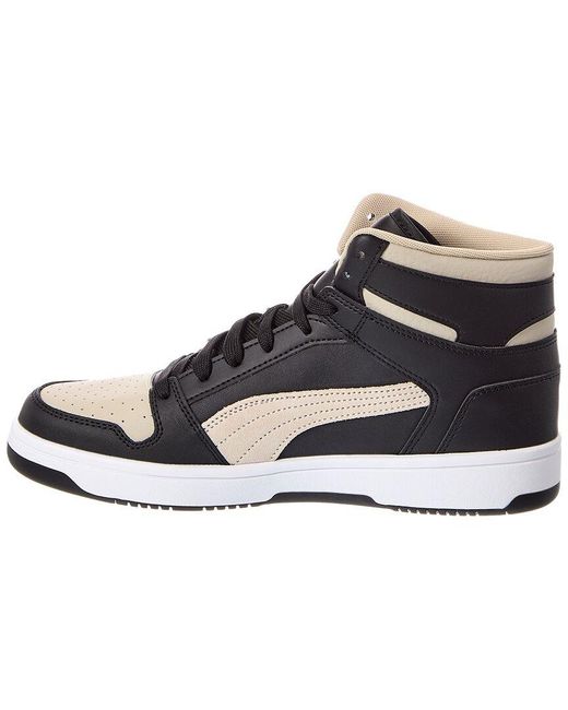 PUMA Black Rebound Layup Dust Leather High-top Sneaker for men
