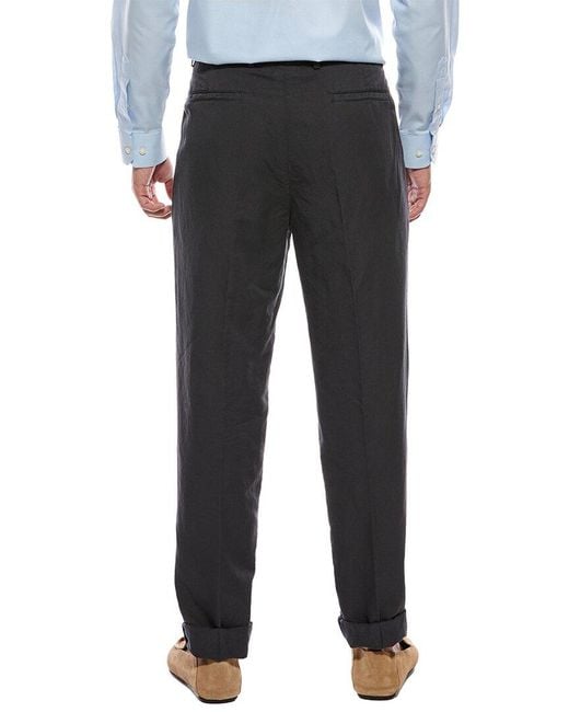 Brunello Cucinelli Black Linen-Blend Trouser for men
