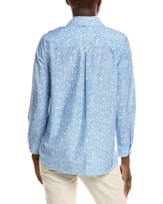 J.McLaughlin Blue Britt Silk-Blend Blouse