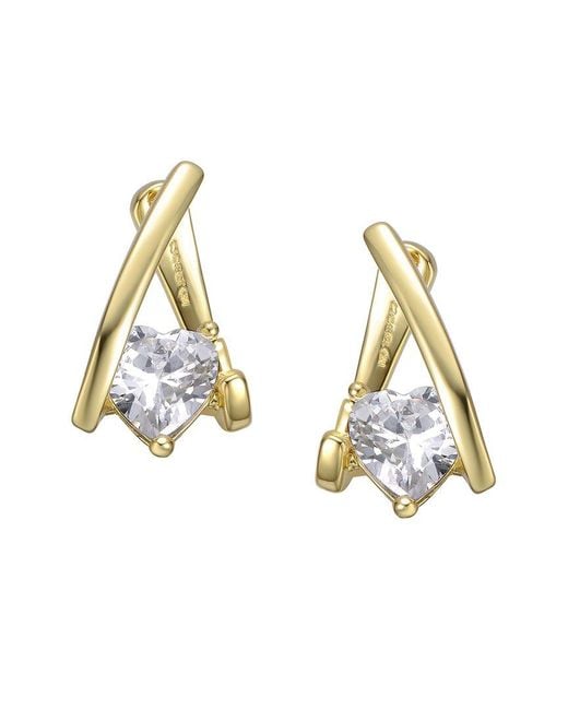 Rachel Glauber Metallic 14K Diamond Cz Dangle Earrings