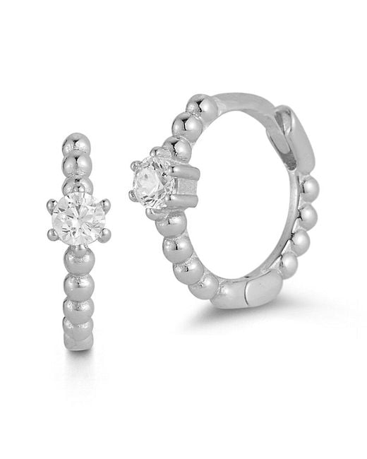 Glaze Jewelry White Silver Cz Huggie Earrings