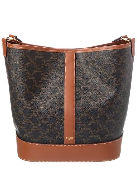 Céline Black Medium Triomphe Canvas & Leather Bucket Bag
