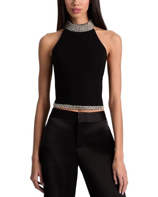Alice + Olivia Black Gatz Open Back Top