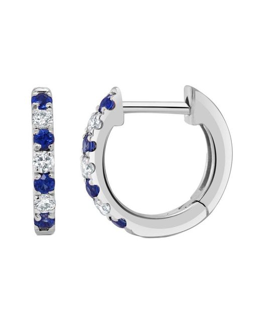 Sabrina Designs Blue 14k 0.24 Ct. Tw. Diamond & Sapphire Huggie Earrings