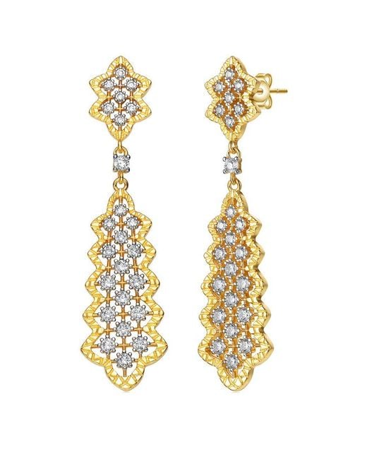 Rachel Glauber Metallic Two-tone Plated Cz Dangle Earrings