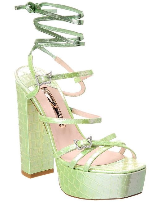 Sophia Webster Green Venus Leather Platform Sandal