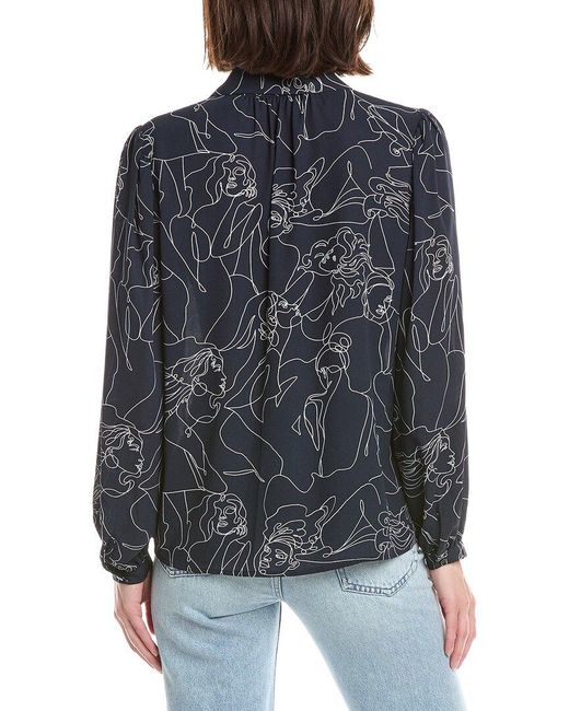 Tahari Blue Button Down Blouse