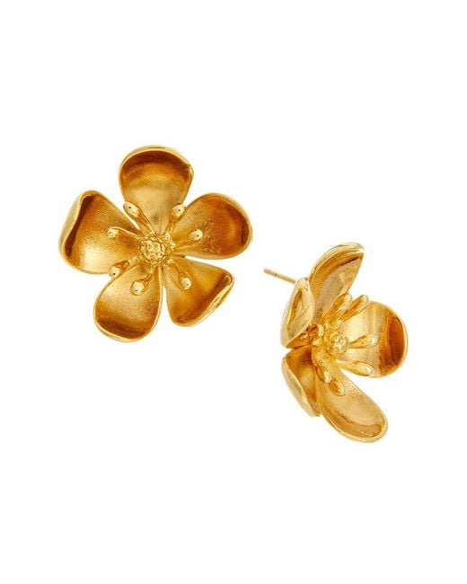 Oscar de la Renta Metallic Small Cherry Blossom Earrings