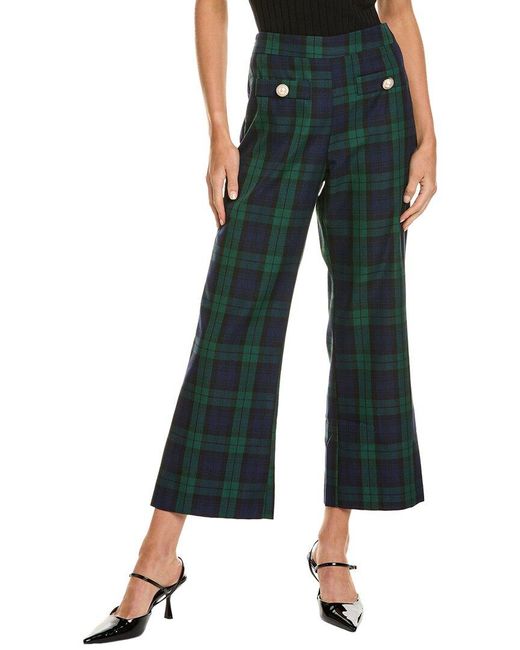 Alexia Admor Green Jayden Wide Leg Plaid Pant