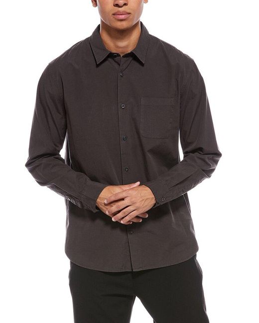 Vince Gray Garment Dye Poplin Shirt for men