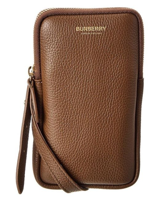 Burberry Brown Logo Leather Phone Crossbody