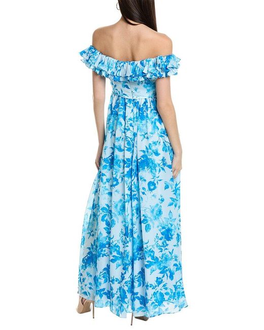 ML Monique Lhuillier Blue Adline Maxi Dress