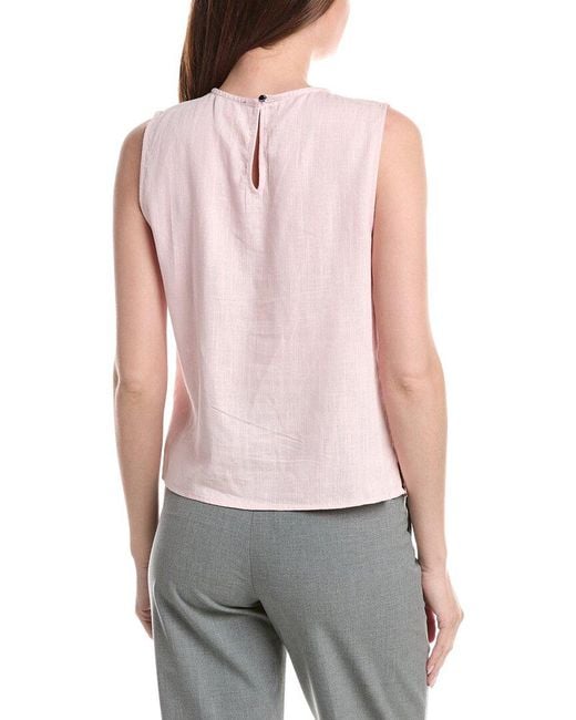 Vince Camuto Purple Sleeveless Crewneck Linen-Blend Blouse