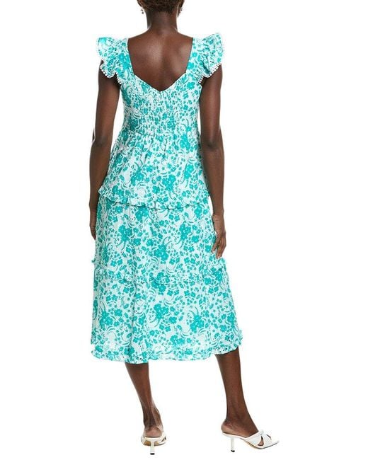Anne Klein Blue Ruffled Midi Dress
