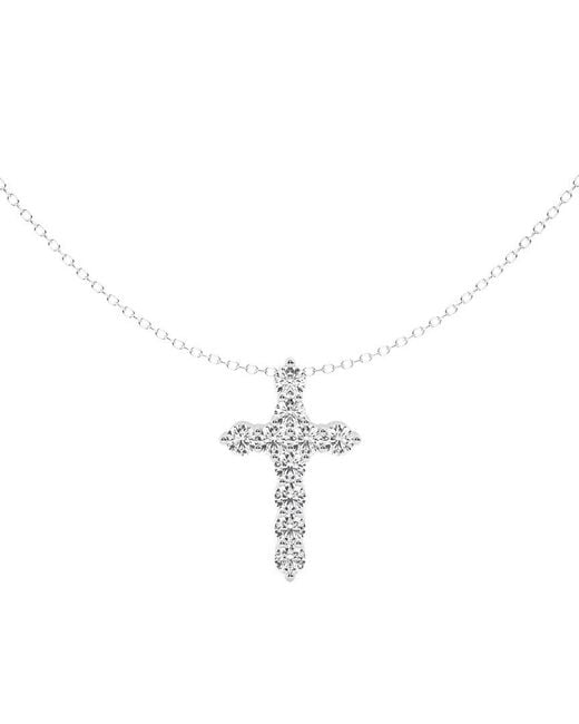 Lab Grown Diamonds Metallic 14K 1.00 Ct. Tw. Lab Grown Diamond Cross Pendant