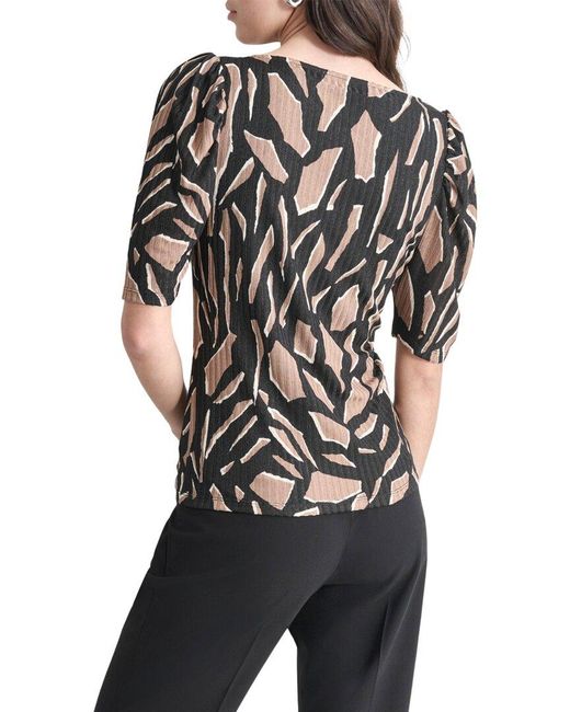 DKNY Black Short Sleeve Asymmetrical Top