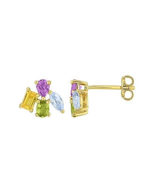 Rina Limor Metallic 1.48 Ct. Tw. Amethyst, Sapphire, Peridot, Topaz Floral Drop Earrings