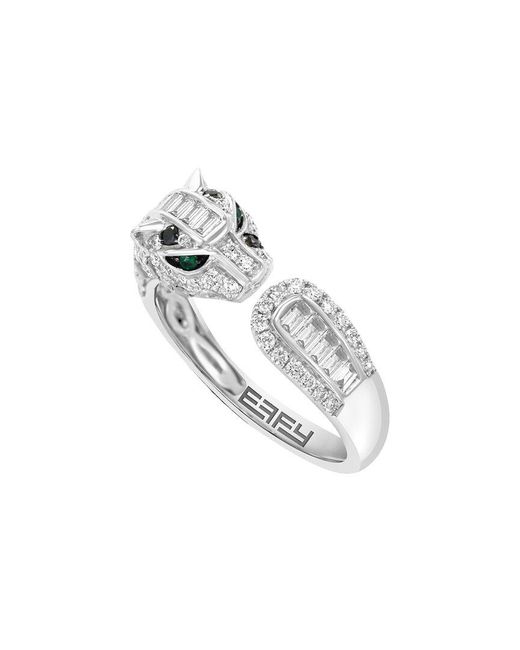 Effy Fine Jewelry White 14K 0.83 Ct. Tw. Diamond & Emerald Ring