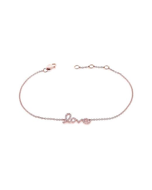 Sabrina Designs White 14k Rose Gold 0.11 Ct. Tw. Diamond Love Chain Bracelet