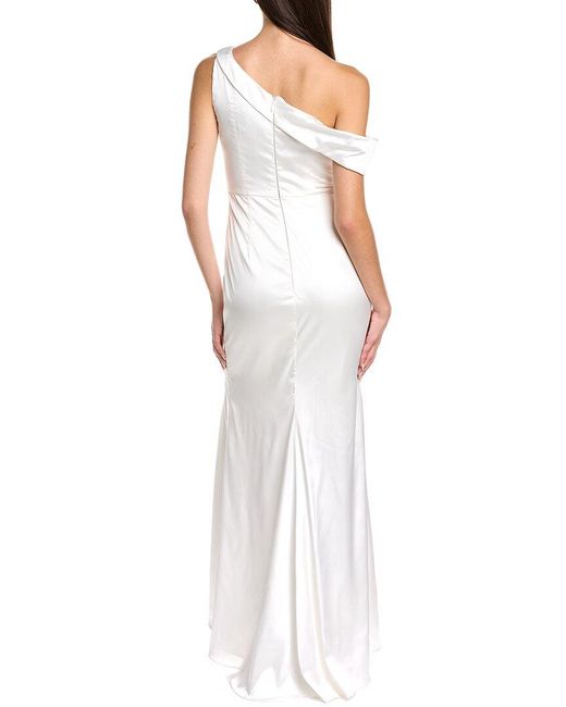 Black by Bariano White Madonna Draped Gown