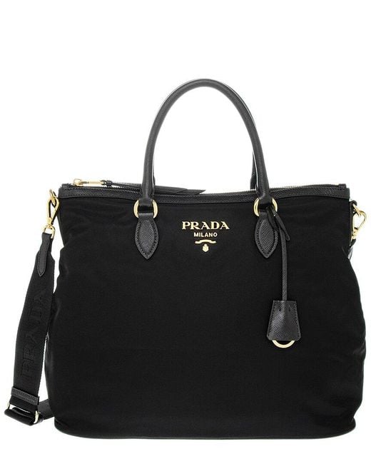Prada Black Nylon & Saffiano Leather Shoulder Bag