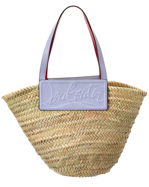 Christian Louboutin Metallic Loubishore Straw & Leather Tote
