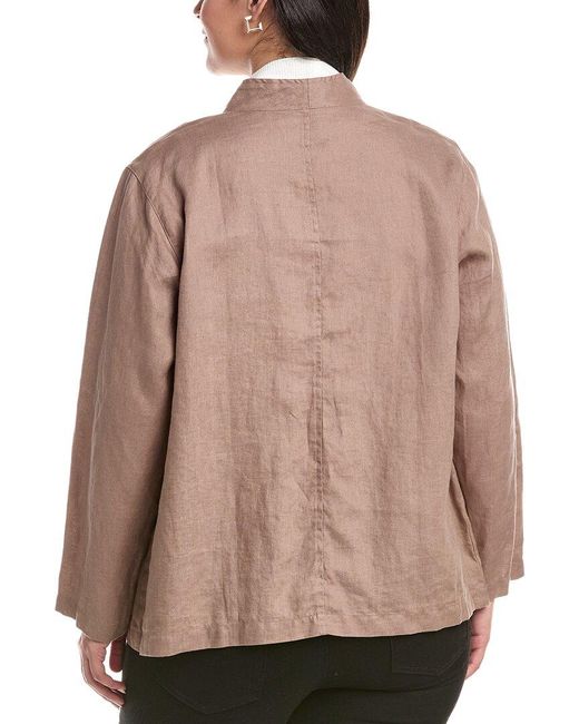 Eileen Fisher Brown Plus Button Jacket