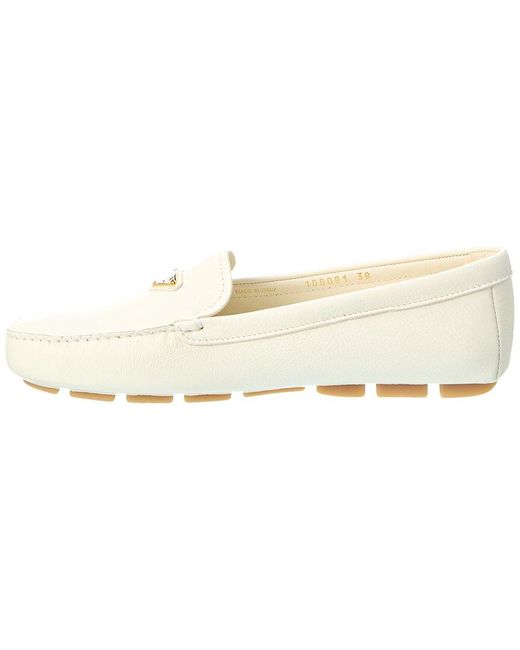 Prada White Leather Driving Shoe