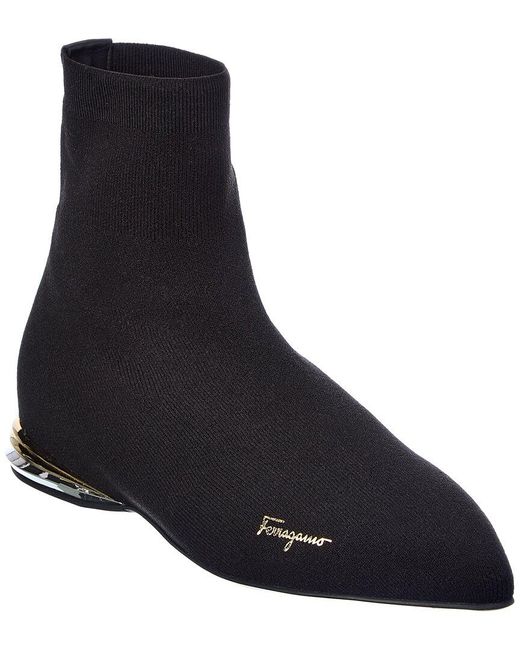 Ferragamo Black Missy Knit Sock Bootie