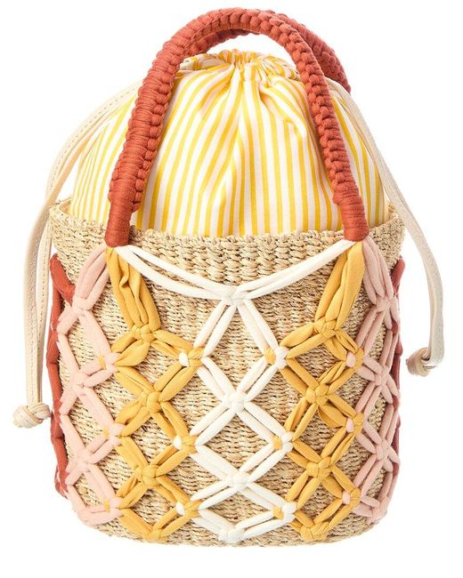 Rafe New York Metallic Michelle Straw Bucket Tote