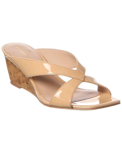 Stuart Weitzman White Miami 50 Leather Wedge Sandal