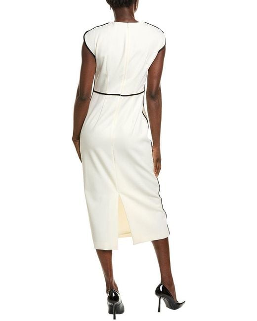 Boss White Detira Wool-Blend Midi Dress