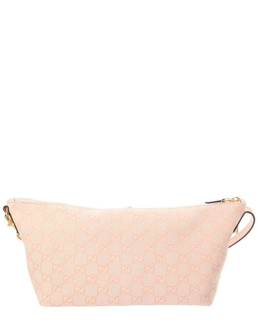 Gucci Pink Gg Logo Supreme Canvas & Leather Medium Vanity Case